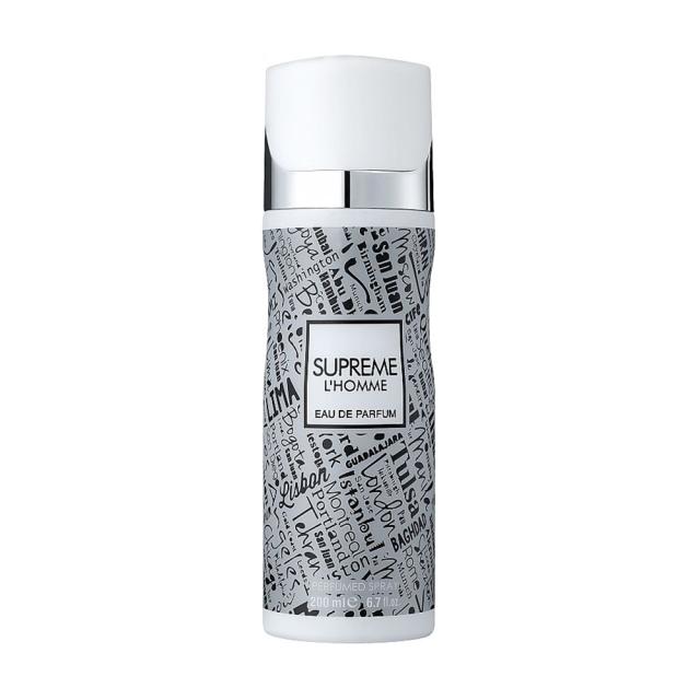 foto парфумований дезодорант-спрей fragrance world supreme l'homme чоловічий, 200 мл