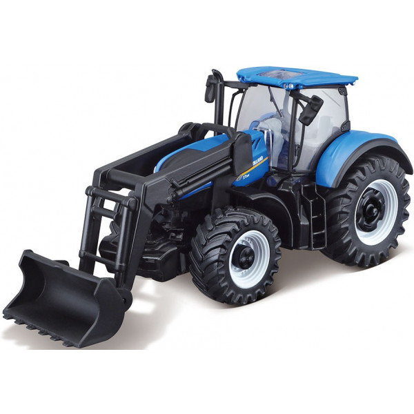 foto колекційна сільськогосподарська техніка bburago трактор new holland t7.315 з фронтальним навантажувачем (синій, 1:32) (18-31632)