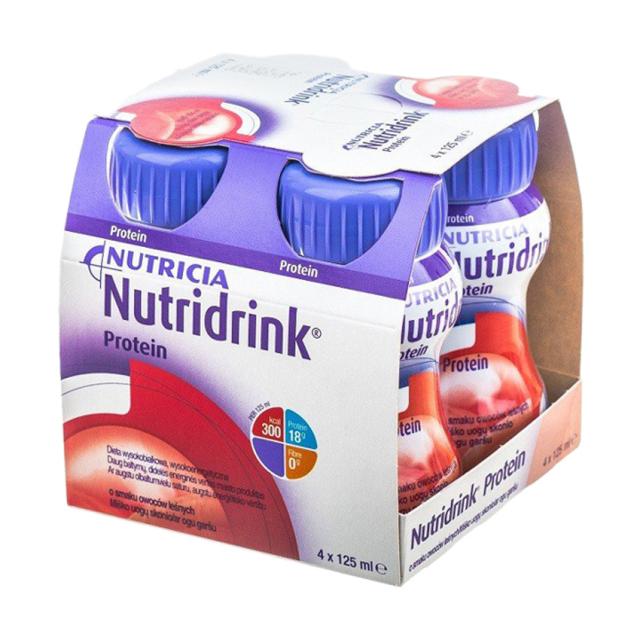 foto спеціальне ентеральне харчування nutricia nutridrink protein зі смаком полуниці, з 6 років, 4*125 мл