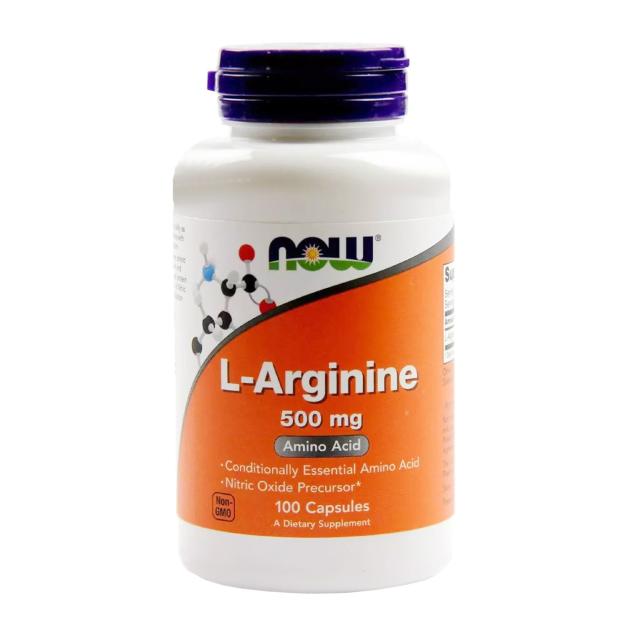 foto харчова добавка в капсулах now foods l-arginine l-аргінін 500 мг, 100 шт