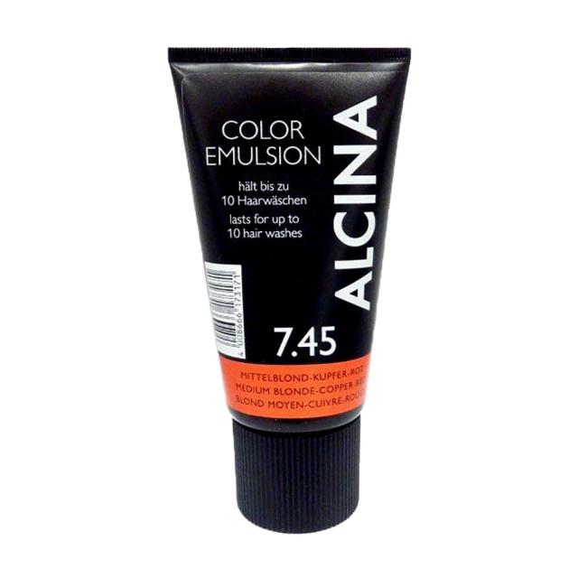 foto відтінкова емульсія alcina color emulsion 7.45 medium blonde copper red , 150 мл