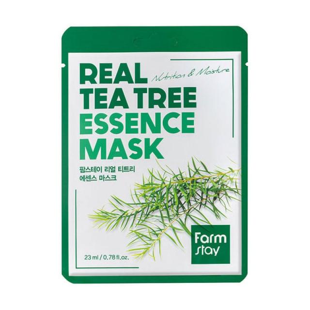 foto тканинна маска для обличчя farmstay real tea tree essence mask з екстрактом чайного дерева, 23 мл