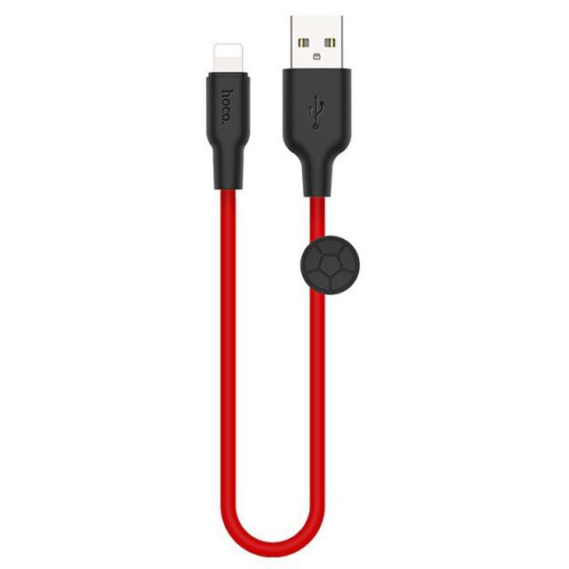 foto дата кабель hoco x21 plus silicone lightning cable (0.25m) (black / red) 931822