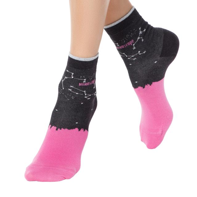 foto шкарпетки жіночі conte elegant classic  17с-46сп  бавовняні чорний-рожевий р.25