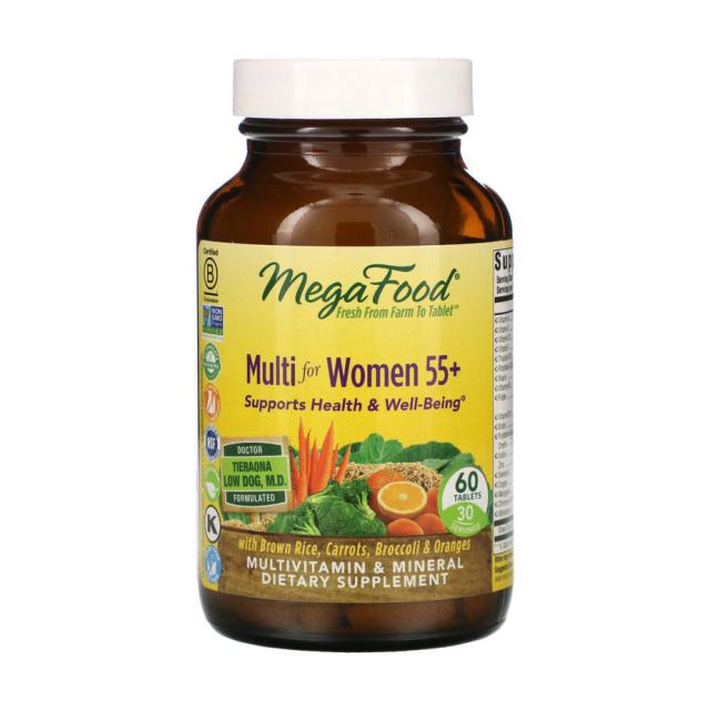foto харчова добавка мультивітаміни та мінерали в таблетках megafood multi for women 55+ для жінок, 60 шт