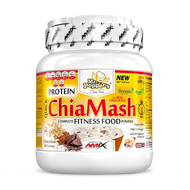 foto харчова добавка замінник харчування amix nutrition mr.popper's protein chia mash подвійний шоколад, 600 г
