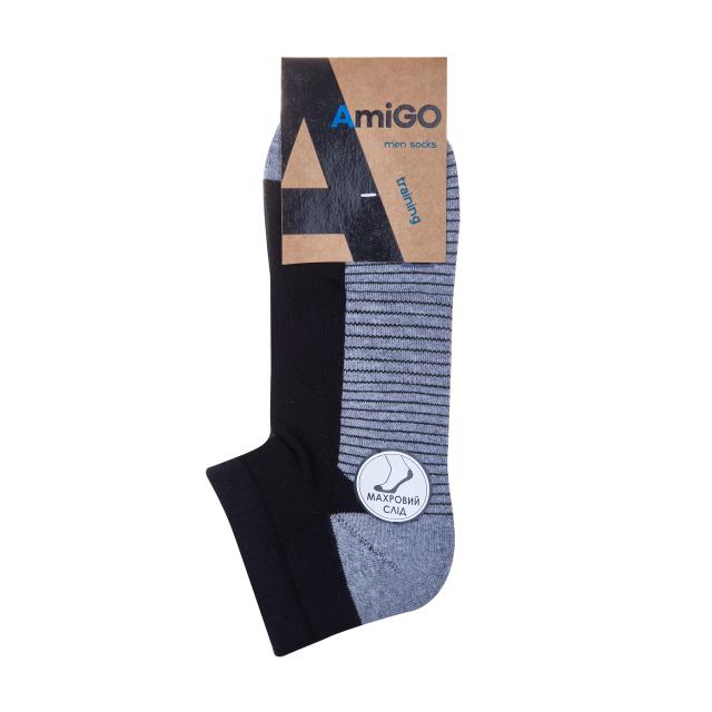 foto шкарпетки чоловічі amigo укорочені, з махрової стопою, чорно-сірі, розмір 25