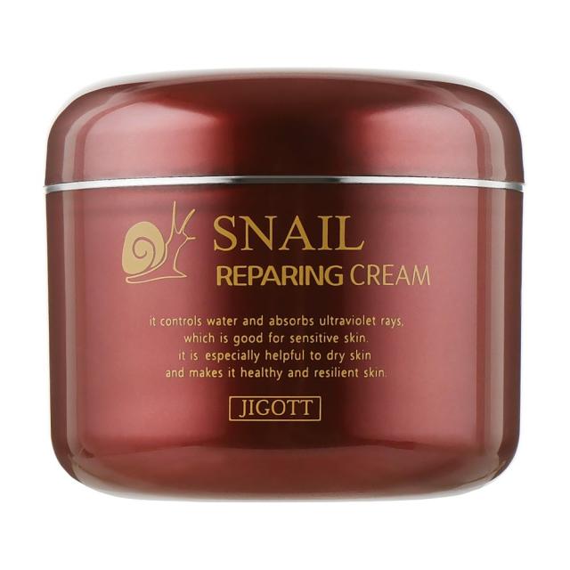 foto відновлювальний крем для обличчя jigott snail reparing cream з екстрактом слизу равлика, 100 мл