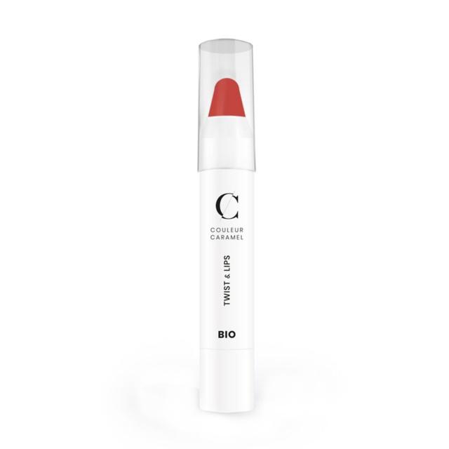 foto помада-олівець для губ couleur caramel twist & lips 410 corail, 3 г