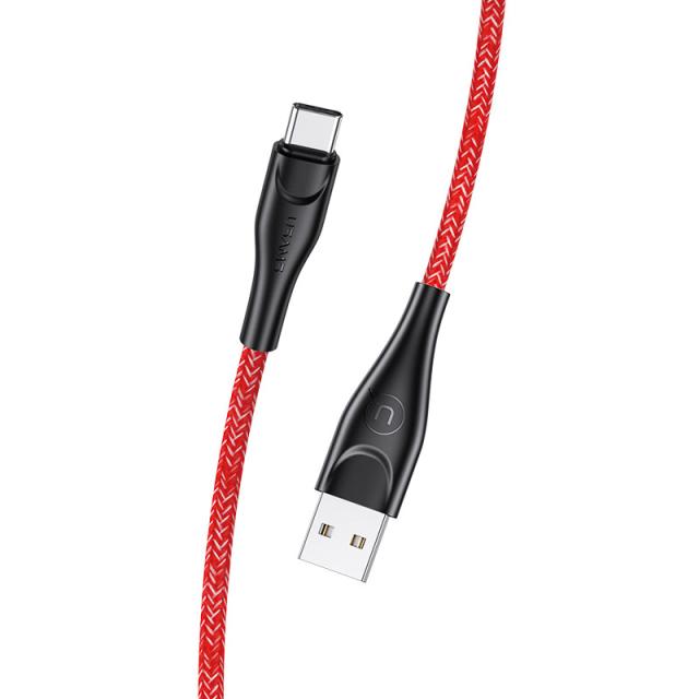 foto дата кабель usams us-sj398 u41 type-c braided data and charging cable 3m (червоний) 871921
