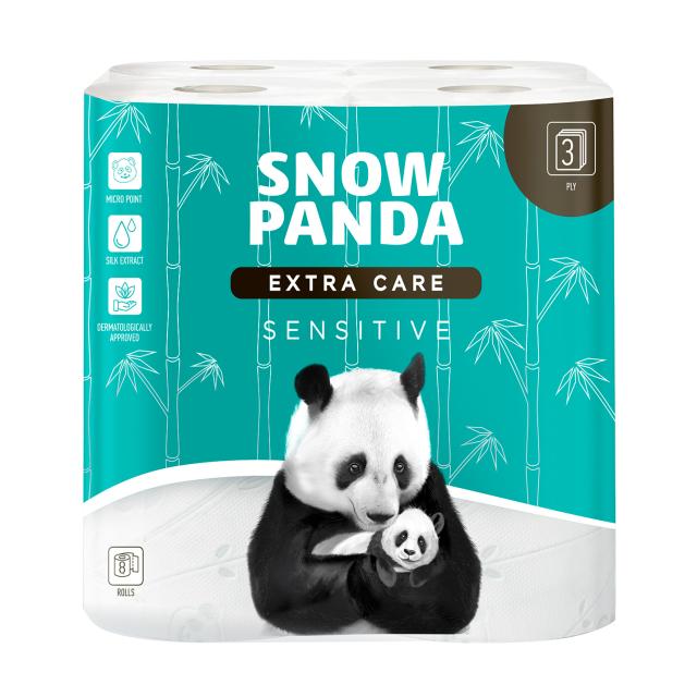 foto туалетний папір сніжна панда extra care sensitive 3-шаровий, 8 шт