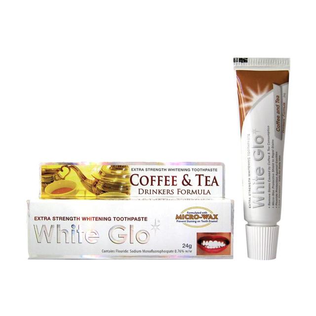 foto екстрасильна відбілювальна зубна паста white glo для любителів кави та чаю, 24 г
