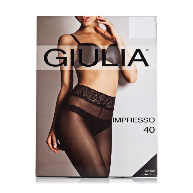 foto класичні колготки жіночі giulia impresso з мереживним поясом, 40 den, nero, розмір 3