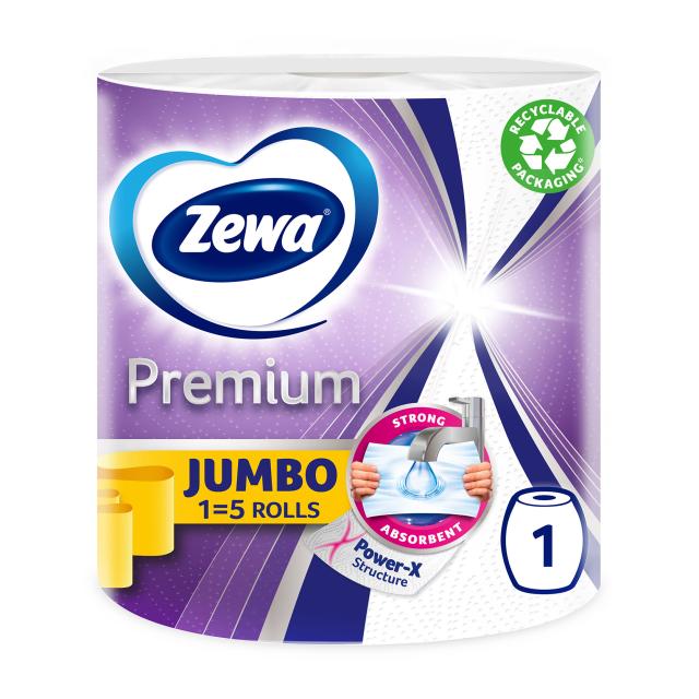 foto паперовий рушник zewa premium jumbo, 3-шаровий, 230 відриви, 1 рулон