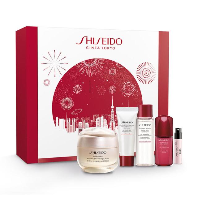 foto набір для обличчя shiseido ginza (крем, 50 мл + пінка, 15 мл + софтнер, 30 мл + концентрат, 10 мл + парфумована вода ginza, 0.8 мл)