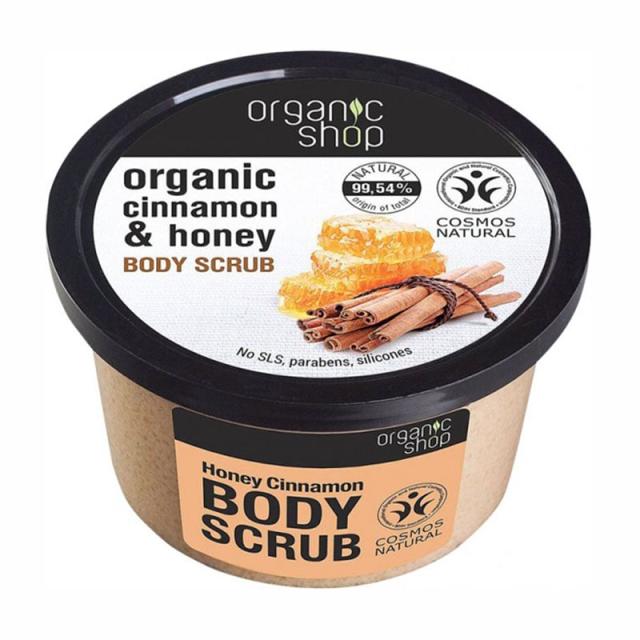 foto скраб для тіла organic shop cinnamon & honey body scrub мед з корицею, 250 мл