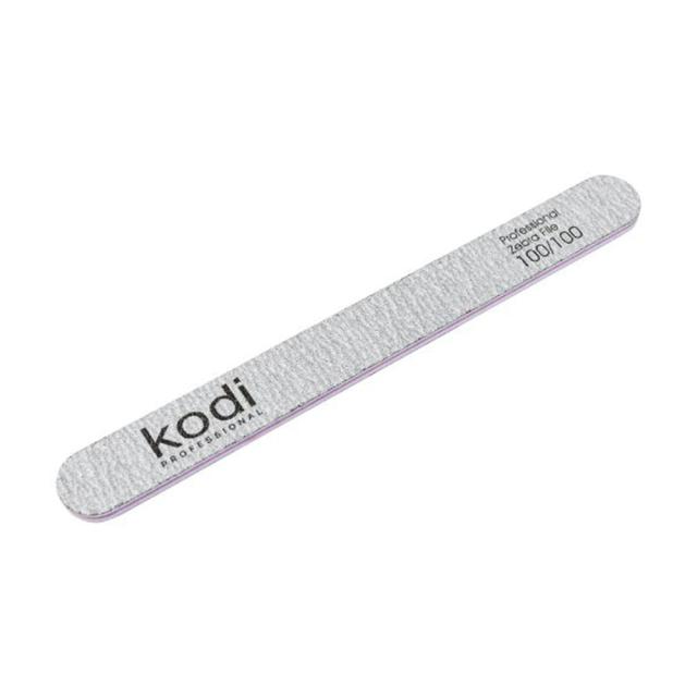 foto пилка для нігтів kodi professional 133, 100/100 грит, пряма, світло-сіра, 178*19*4 мм