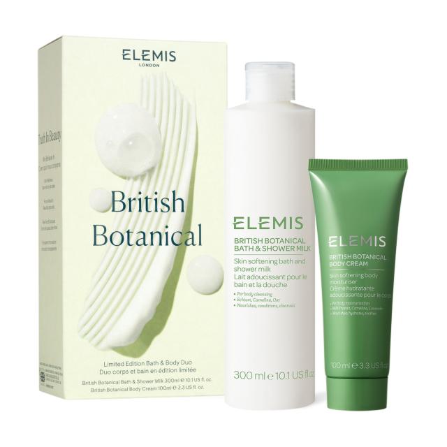 foto набір для догляду за тілом elemis british botanicals body duo (молочко для ванни та душу, 300 мл + крем для тіла, 100 мл)