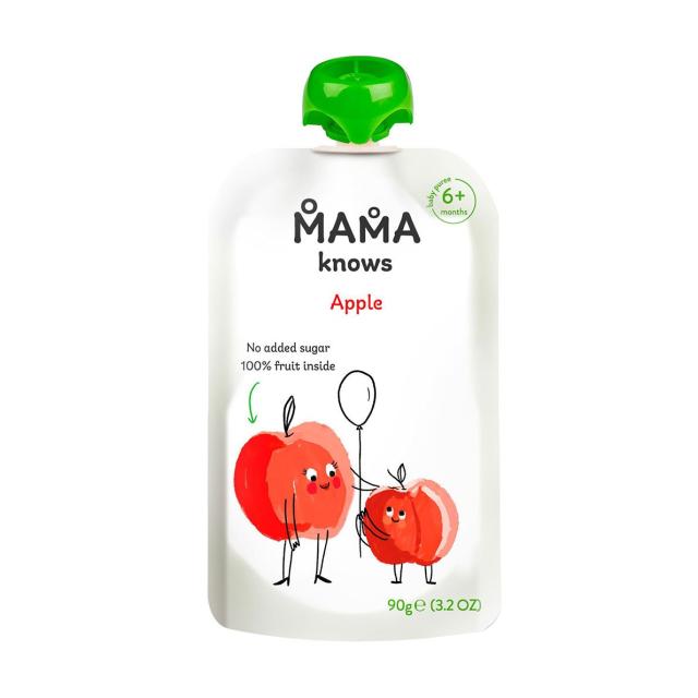 foto дитяче фруктове пюре mama knows яблуко, без цукру, з 6 місяців, 90 г