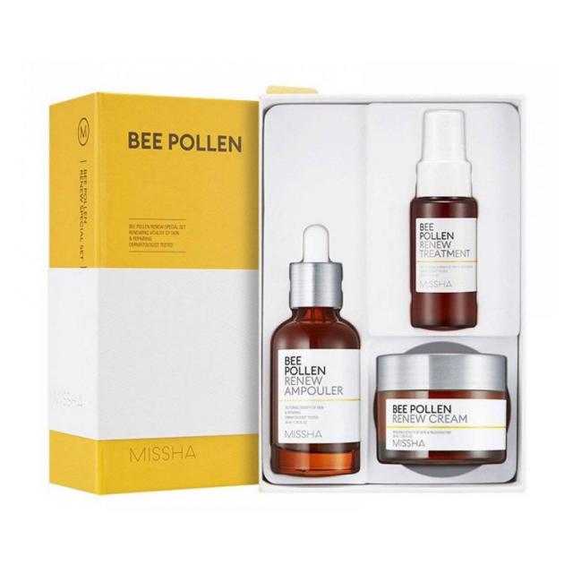 foto набір для обличчя missha bee pollen renew special set (сироватка, 40 мл + крем, 50 мл + тонер, 30 мл)