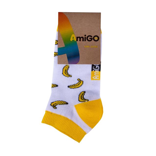 foto шкарпетки дитячі amigo укорочені, банани, білі, розмір 18-20