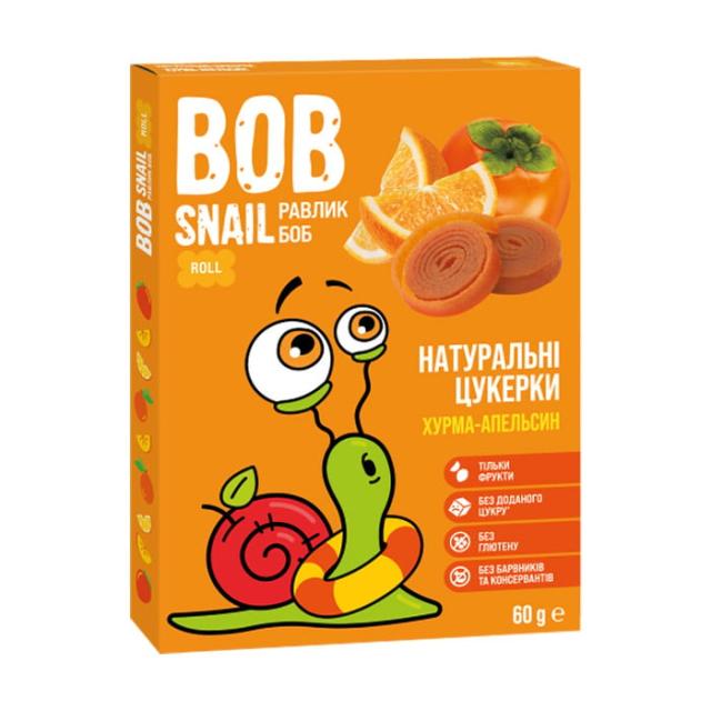 foto натуральні цукерки bob snail хурма-апельсин, 60 г