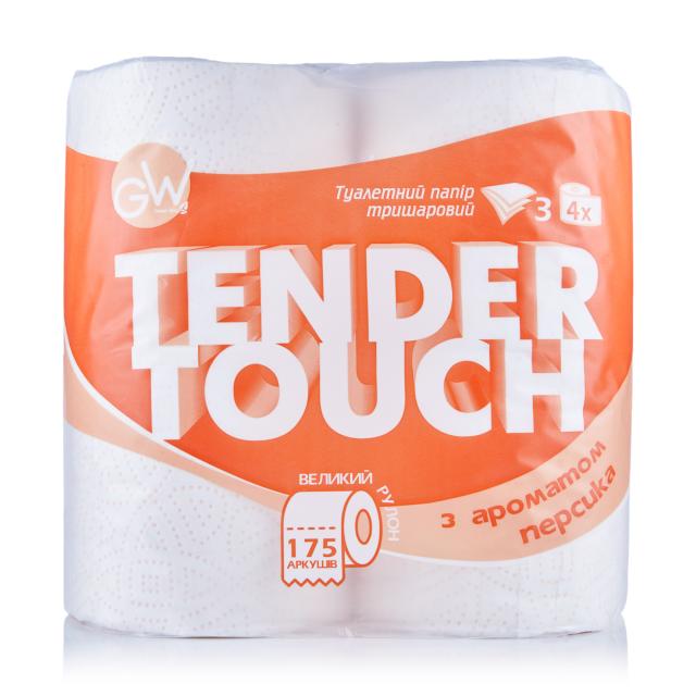 foto туалетний папір green way tender touch з ароматом персика, 3-х шарова, 175 відривів, 4 шт
