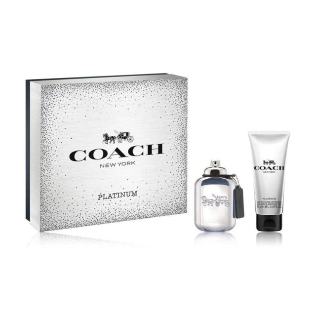 foto парфумований набір чоловічий coach platinum (парфумована вода, 60 мл + гель для душу, 100 мл)