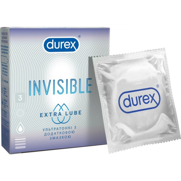 foto презервативи durex invisible extra lube 3 шт. (5052197057058)