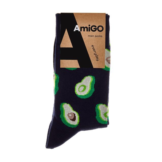foto шкарпетки чоловічі amigo f02 класичні, з авокадо, чорні, розмір 29