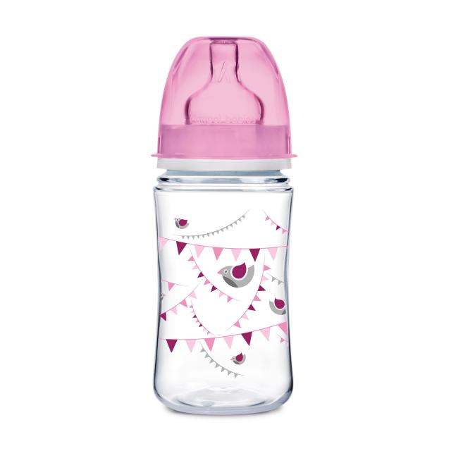foto пляшечка для годування canpol babies easystart let's celebrate від 0 місяців, з широким отвором, антиколькова, рожева, 120 мл