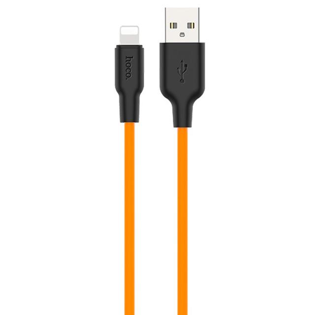 foto дата кабель hoco x21 plus silicone lightning cable (1m) (black / orange) 908504