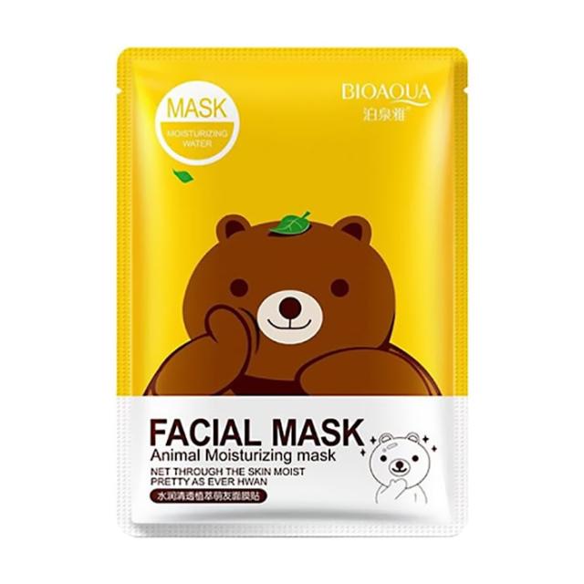 foto тканинна маска для обличчя bioaqua facial mask animal moisturizing with green tea, 30 г