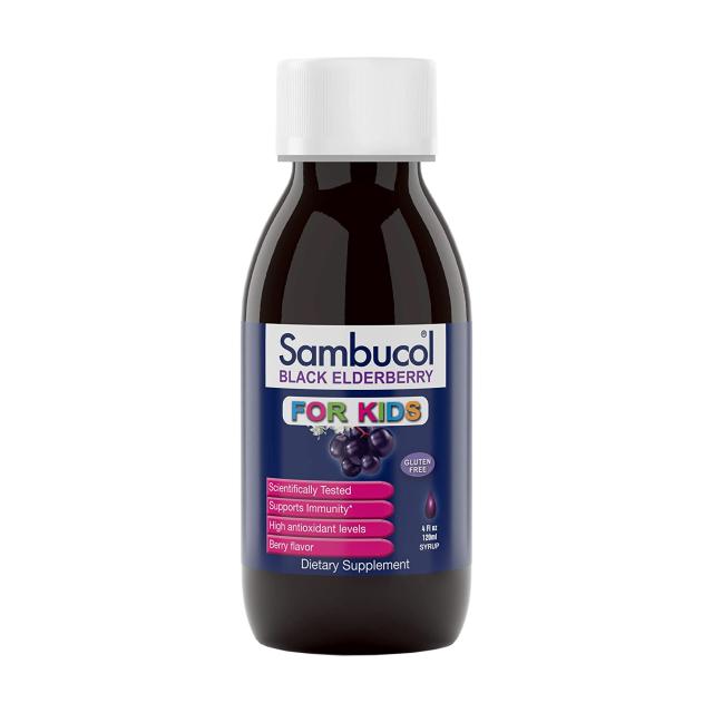 foto харчова добавка сироп sambucol black elderberry чорна бузина, підтримка імунної системи, для дітей, 120 мл