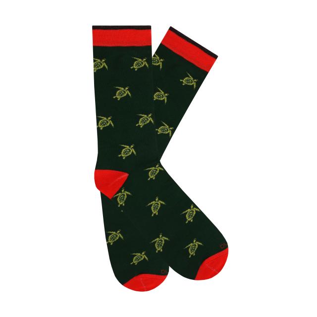 foto шкарпетки чоловічі duna 2193 високі, темно-зелені з черепахами, розмір 27-29