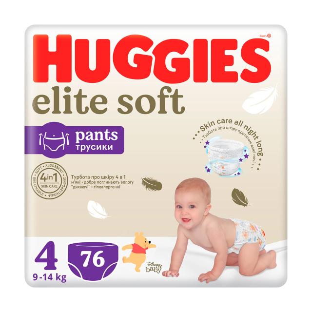 foto підгузки-трусики huggies elite soft pants розмір 4 (9-14 кг), 76 шт