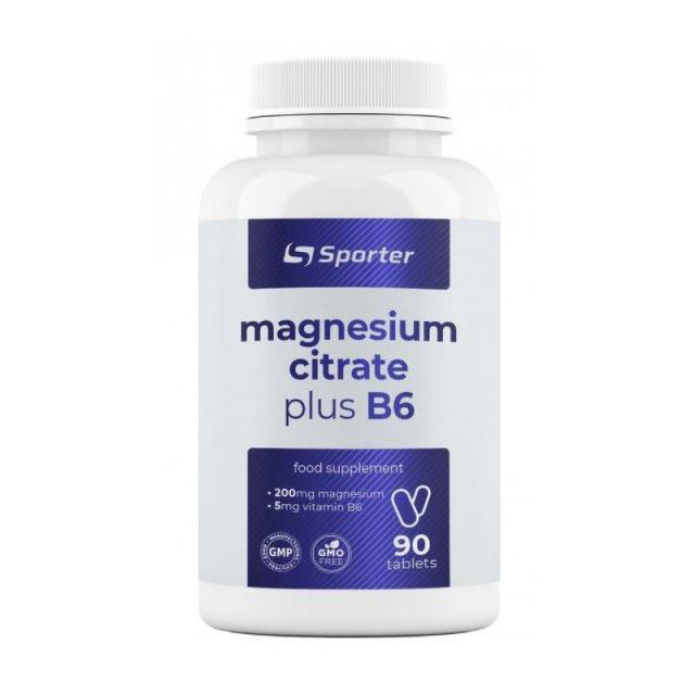 foto харчова добавка в таблетках sporter magnesium citrate + b6 цитрат магнію + b6, 200/5 мг, 90 шт