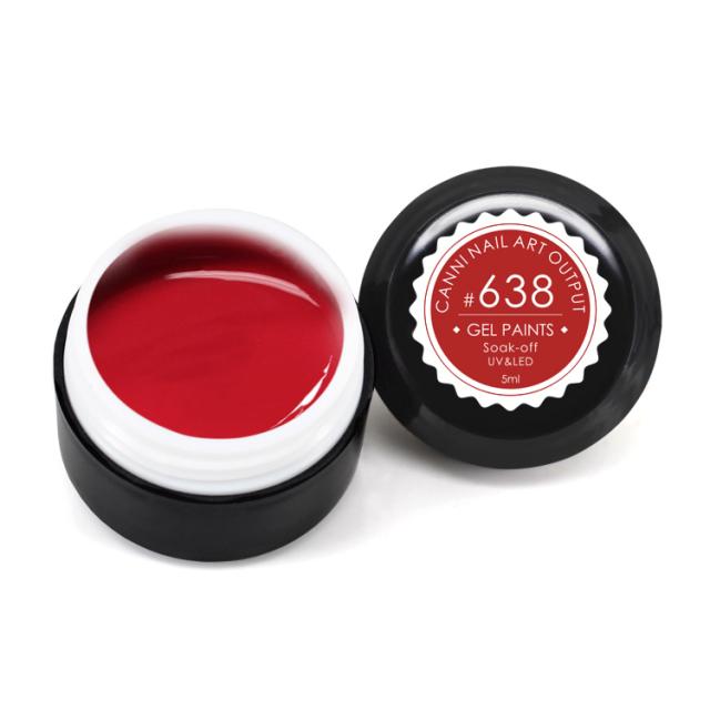 foto гель-фарба canni nail art output gel paints soak-off uv&led 638 червона, 5 мл