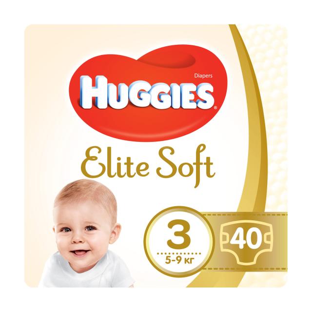 foto підгузки huggies elite soft розмір 3 (5-9 кг), 40 шт