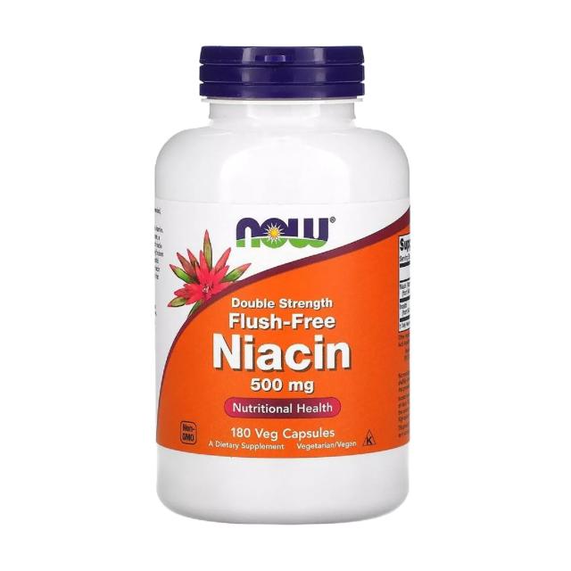 foto харчова добавка в капсулах now foods no-flush niacin 500 мг, 180 шт