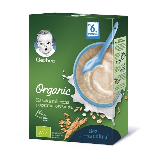 foto каша суха молочна швидкорозчинна gerber organic пшенично-вівсяна для дітей з 6 місяців, 240 г