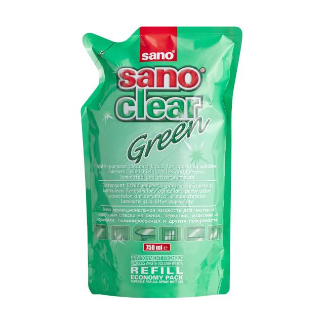 foto засіб для миття скла sano clear green, 750 мл (запаска)