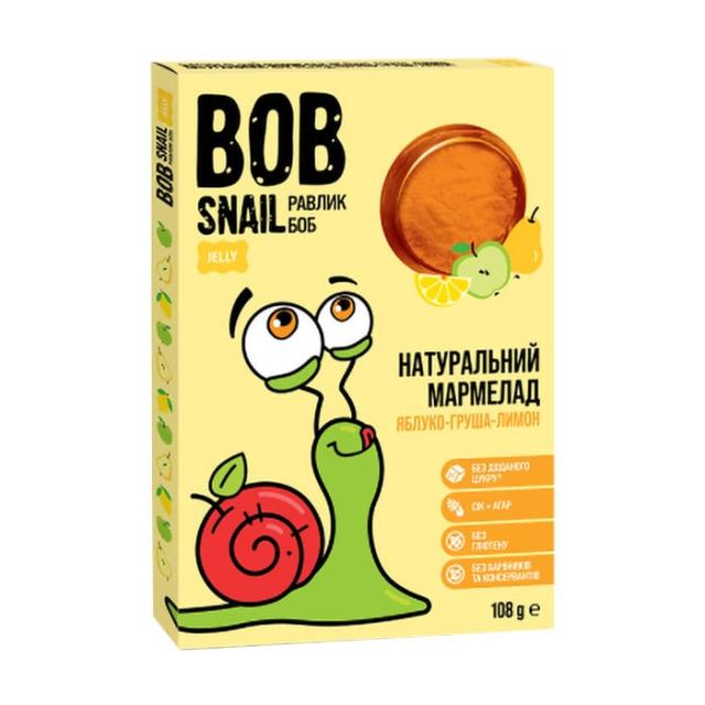 foto натуральний мармелад bob snail яблуко-груша-лимон, круглий, 108 г