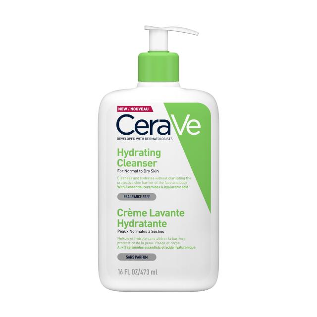 foto зволожувальний очищувальний засіб cerave hydrating facial cleanser для нормальної та сухої шкіри обличчя та тіла, 473 мл