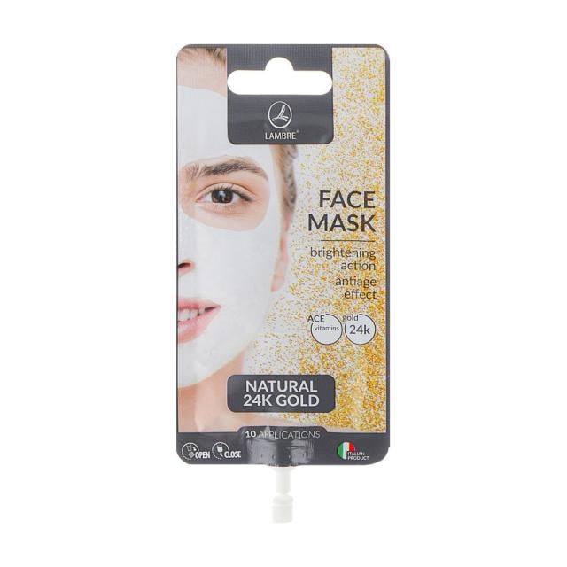 foto маска для обличчя lambre natural 24k gold face mask з золотом, 15 мл