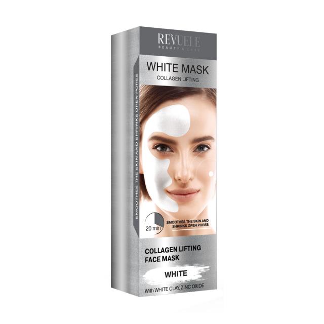 foto біла маска для обличчя revuele white mask collagen express ліфтінг, з колагеном, 80 мл