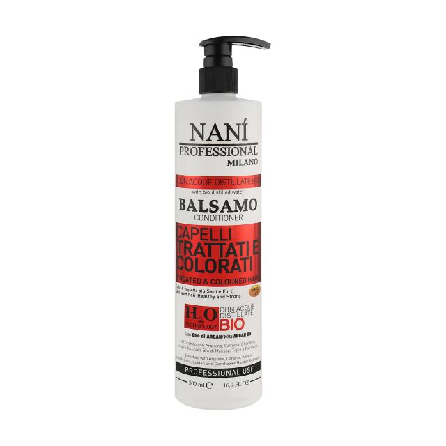 foto бальзам-кондиціонер для волоссяся nani professional milano для фарбованого та пошкодженого волосся, 500 мл