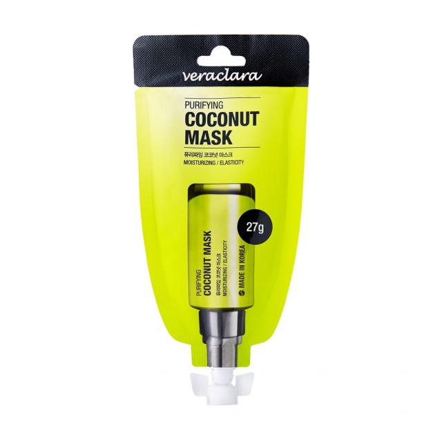 foto маска-плівка для обличчя veraclara purifying coconut mask з екстрактом кокоса, 27 г