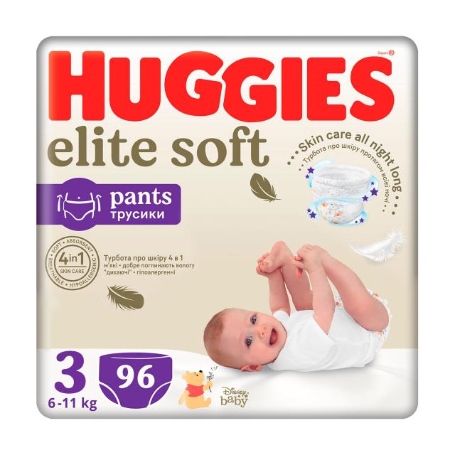 foto підгузки-трусики huggies elite soft pants розмір 3 (6-11 кг), 96 шт