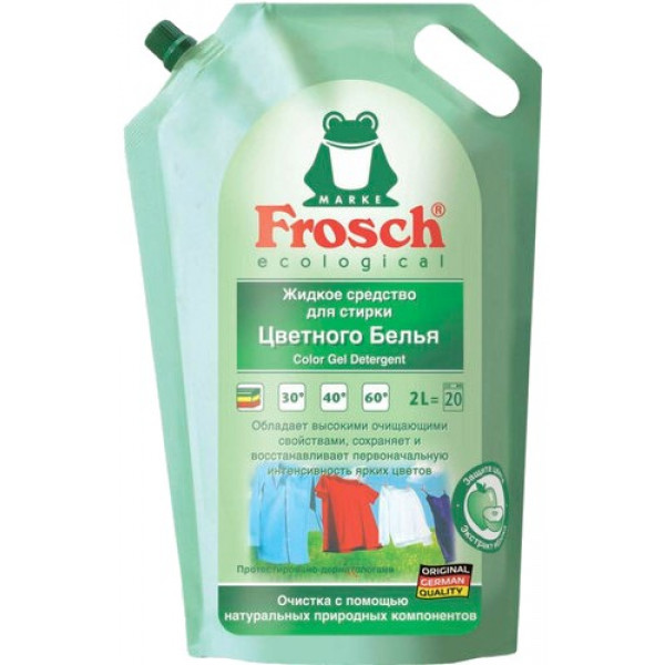 foto гель для прання frosch д/кольорових тканин 2 л
